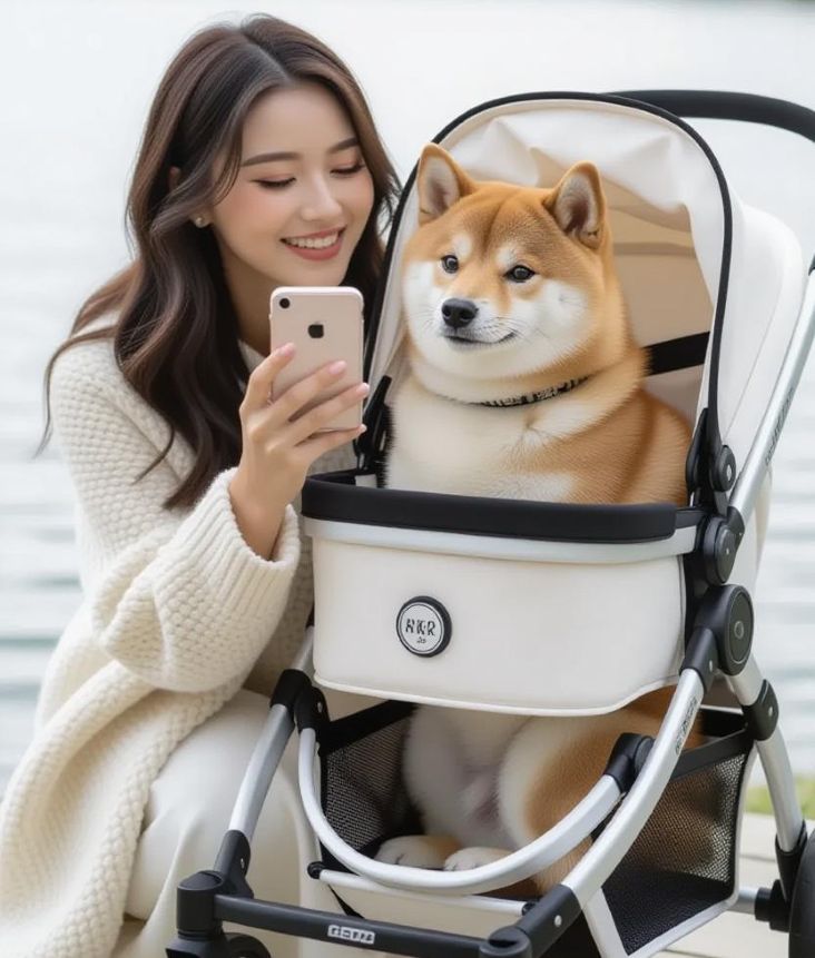 dog in a stroller